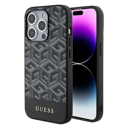 Кейс Guess GCube Stripes MagSafe за iPhone 15 Pro черен
