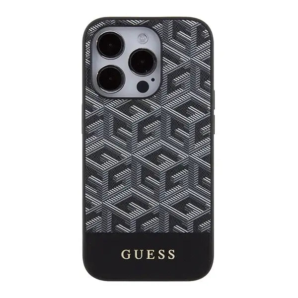 Кейс Guess GCube Stripes MagSafe за iPhone 15 Pro Max черен