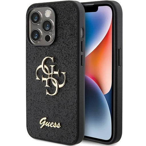 Кейс Guess Glitter Script Big 4G за iPhone 15 Pro черен