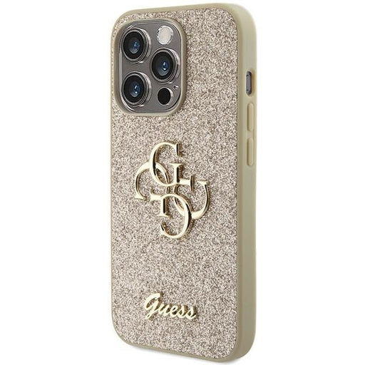 Кейс Guess Glitter Script Big 4G за iPhone 15 Pro златист