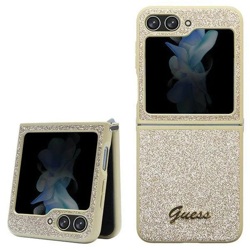 Кейс Guess Glitter Script за Samsung Galaxy Z Flip5 златист