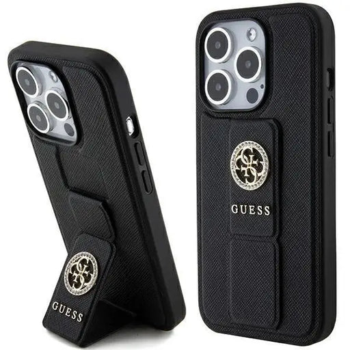 Кейс Guess Grip Stand 4G Saffiano Strass за iPhone 15