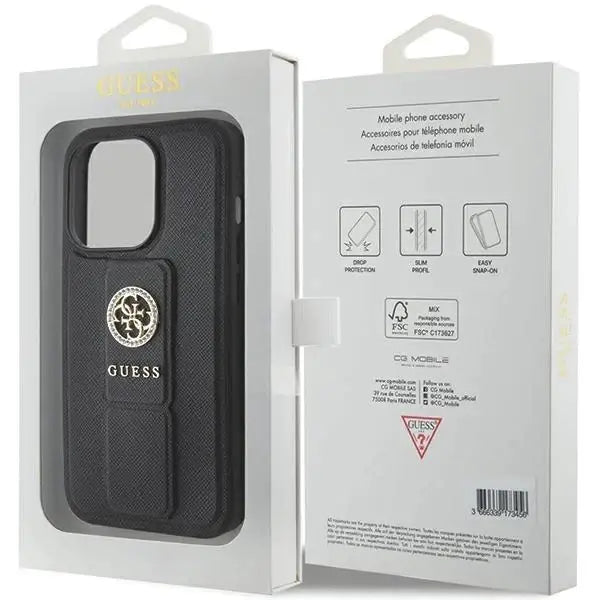 Кейс Guess Grip Stand 4G Triangle Strass за iPhone 15