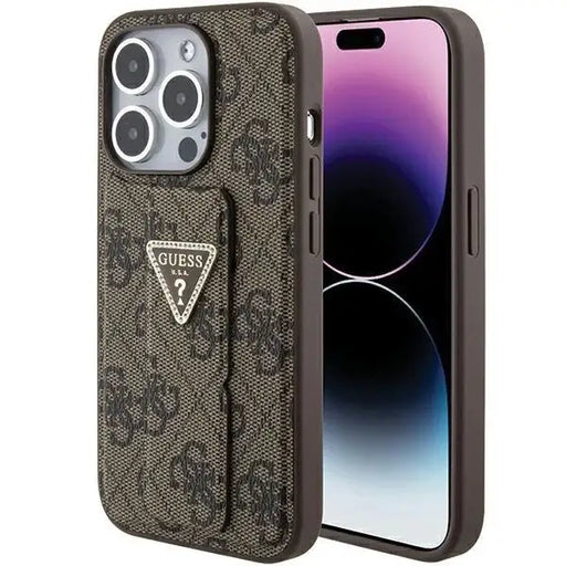 Кейс Guess Grip Stand 4G Triangle Strass за iPhone 15