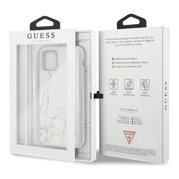 Кейс Guess GUHCN58HYMAWH за iPhone 11 Pro бял / бял Marble