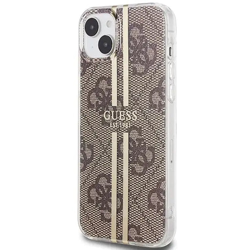 Кейс Guess IML 4G Gold Stripe за iPhone 15 / 14 13 кафяв