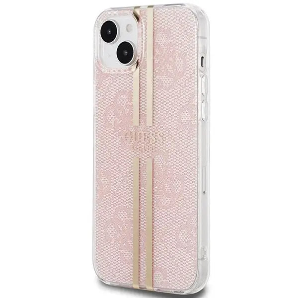 Кейс Guess IML 4G Gold Stripe за iPhone 15 / 14 13 розов