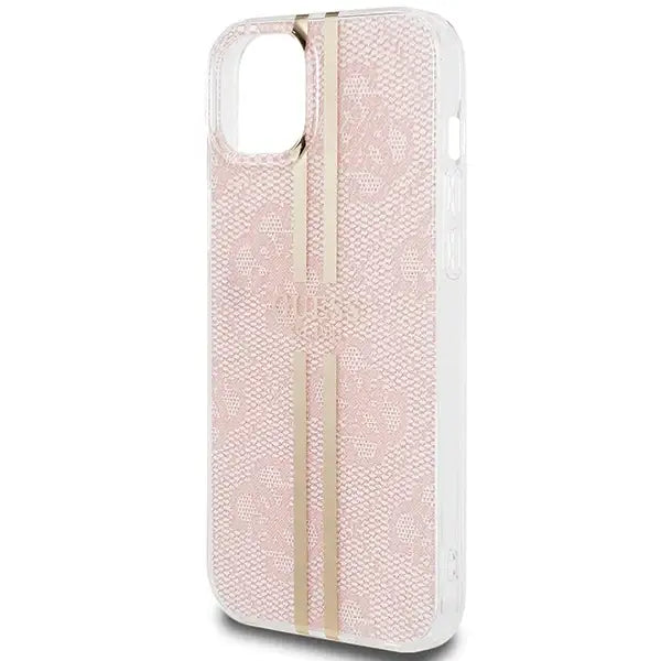 Кейс Guess IML 4G Gold Stripe за iPhone 15 / 14 13 розов