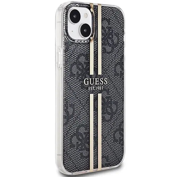 Кейс Guess IML 4G Gold Stripe за iPhone 15 Plus / 14 черен