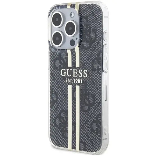 Кейс Guess IML 4G Gold Stripe за iPhone 15 Pro Max черен