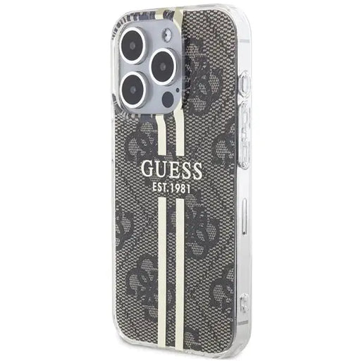 Кейс Guess IML 4G Gold Stripe за iPhone 15 Pro Max кафяв