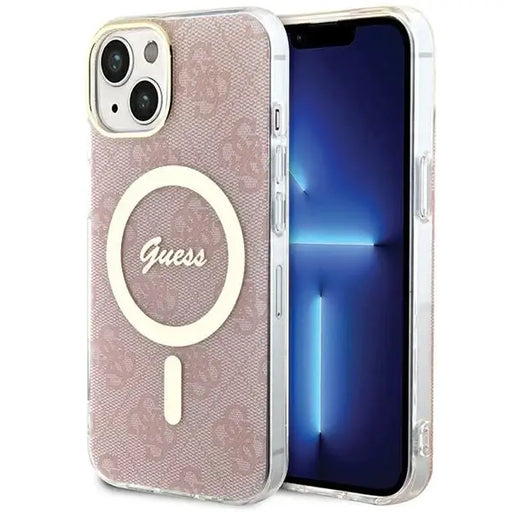 Кейс Guess IML 4G MagSafe за iPhone 15 / 14 13 розов