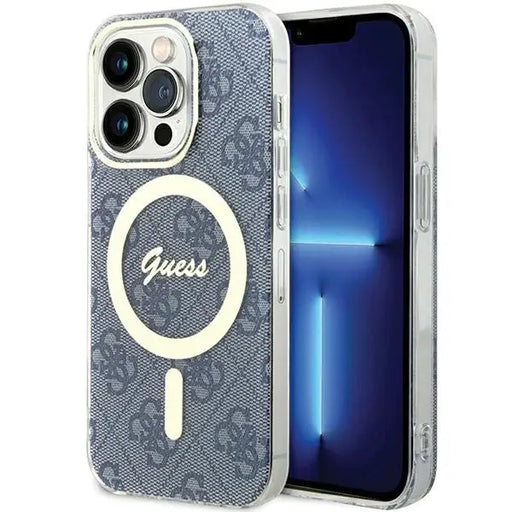 Кейс Guess IML 4G MagSafe за iPhone 15 Pro Max син