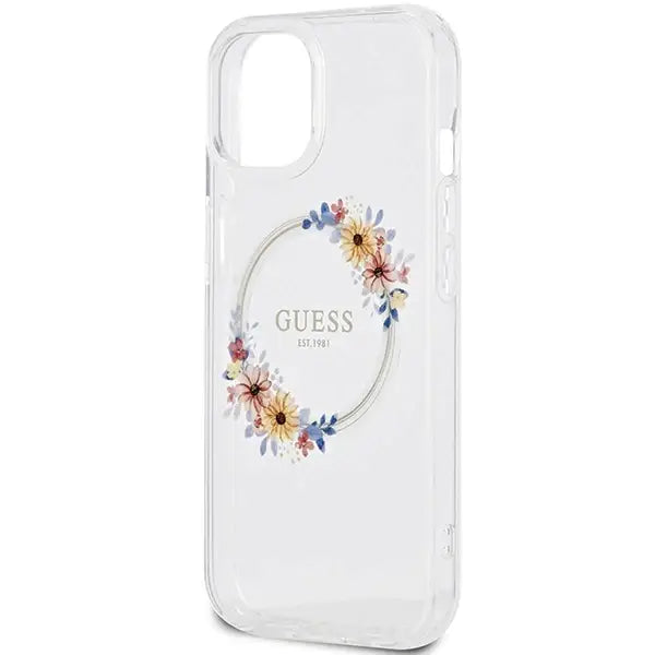 Кейс Guess IML Flowers Wreatch MagSafe за iPhone 15