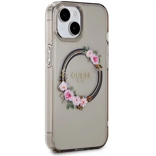 Кейс Guess IML Flowers Wreath MagSafe за iPhone 15