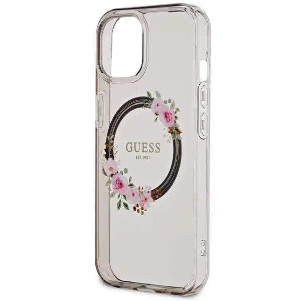 Кейс Guess IML Flowers Wreath MagSafe за iPhone 15