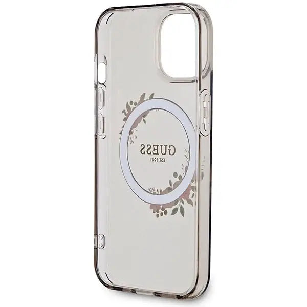 Кейс Guess IML Flowers Wreath MagSafe за iPhone 15