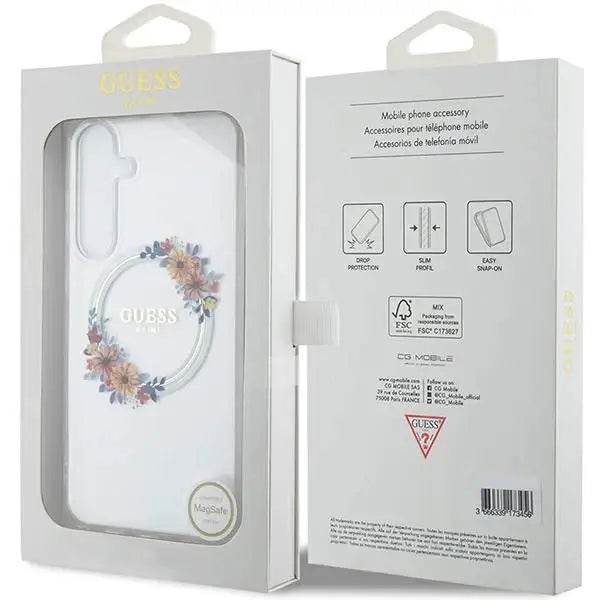 Кейс Guess IML Flowers Wreath MagSafe за Samsung