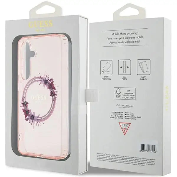 Кейс Guess IML Flowers Wreath MagSafe за Samsung