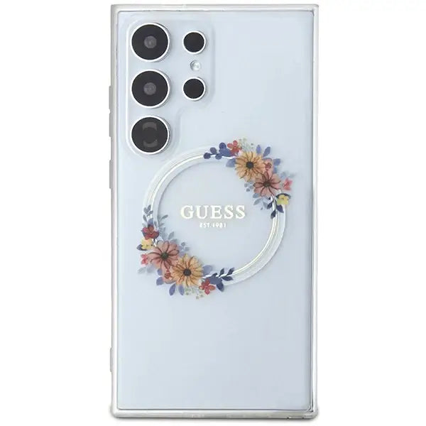 Кейс Guess IML Flowers Wreath MagSafe за Samsung