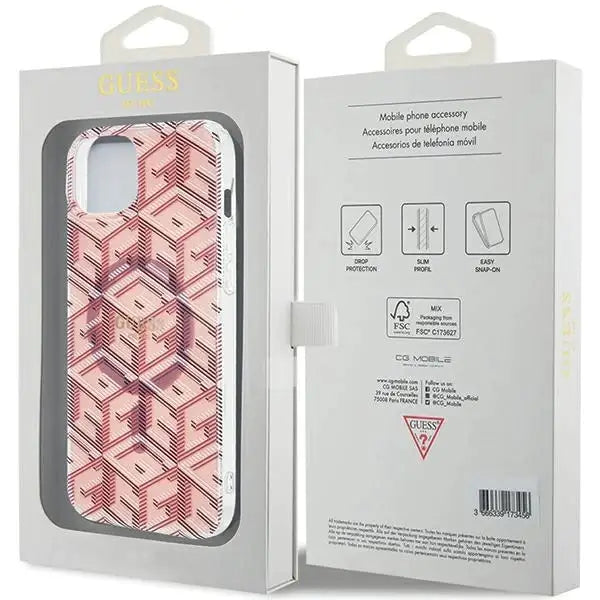 Кейс Guess IML GCube MagSafe за iPhone 15 Plus / 14 розов