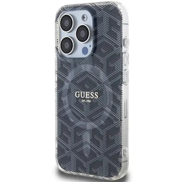 Кейс Guess IML GCube MagSafe за iPhone 15 Pro черен