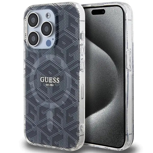 Кейс Guess IML GCube MagSafe за iPhone 15 Pro черен