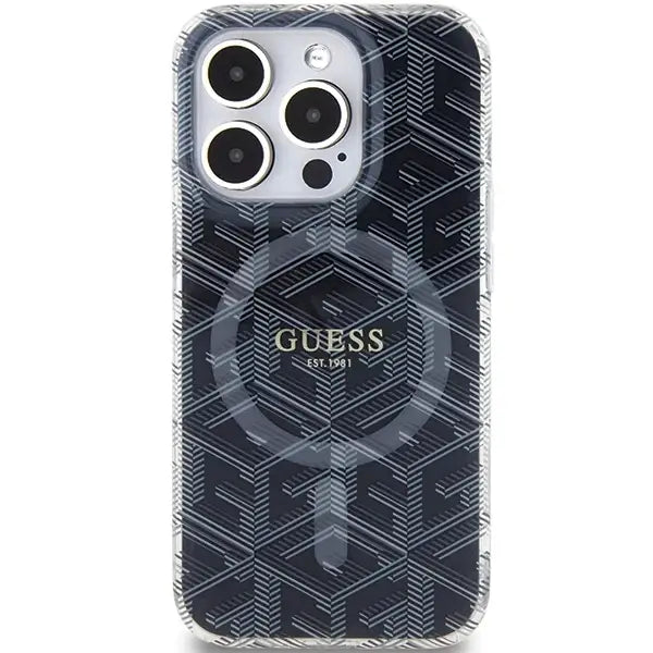 Кейс Guess IML GCube MagSafe за iPhone 15 Pro черен