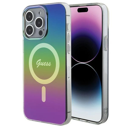 Кейс Guess IML Iridescent MagSafe за iPhone 15 Pro черен