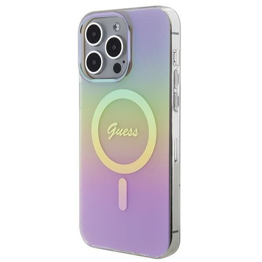 Кейс Guess IML Iridescent MagSafe за iPhone 15 Pro розов