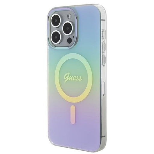 Кейс Guess IML Iridescent MagSafe за iPhone 15 Pro тюркоаз