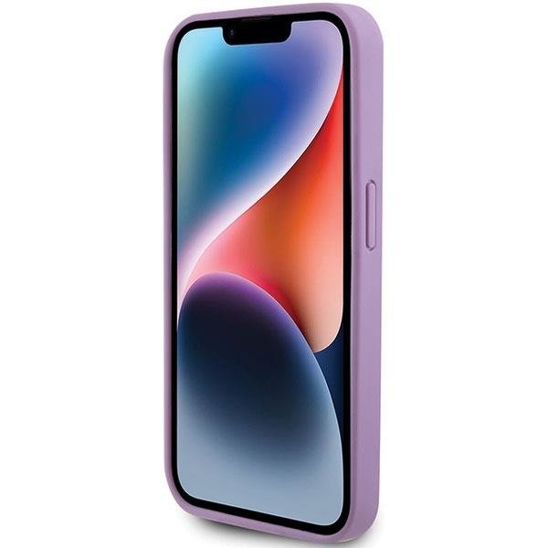 Кейс Guess Leather 4G Stamped за iPhone 15 Pro лилав