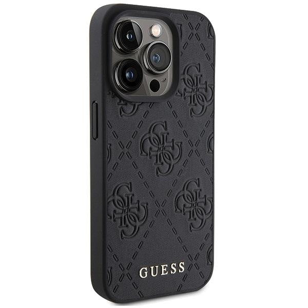 Кейс Guess Leather 4G Stamped за iPhone 15 Pro Max черен