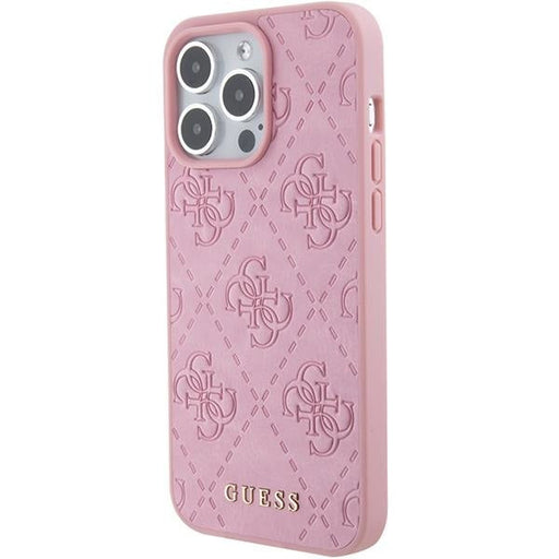 Кейс Guess Leather 4G Stamped за iPhone 15 Pro розов