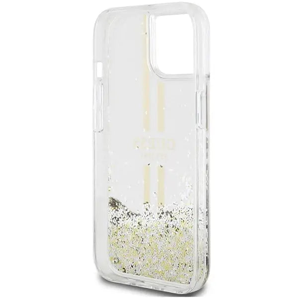 Кейс Guess Liquid Glitter Gold Stripes за iPhone 15