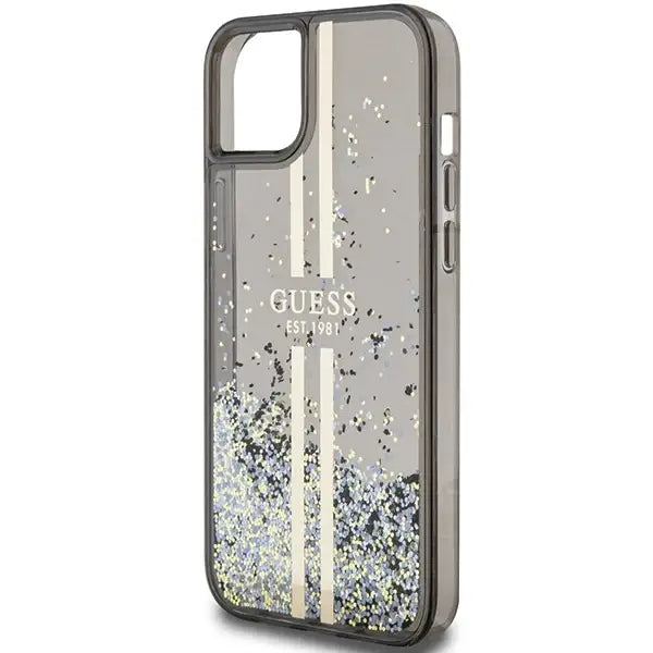 Кейс Guess Liquid Glitter Gold Stripes за iPhone 15