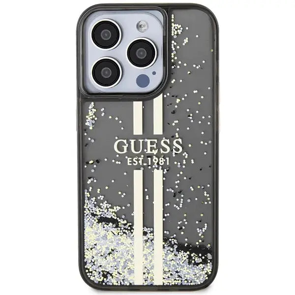 Кейс Guess Liquid Glitter Gold Stripes за iPhone 15