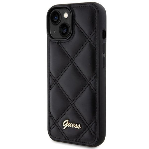Кейс Guess Quilted Metal Logo за iPhone 15 черен