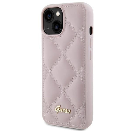 Кейс Guess Quilted Metal Logo за iPhone 15 розов