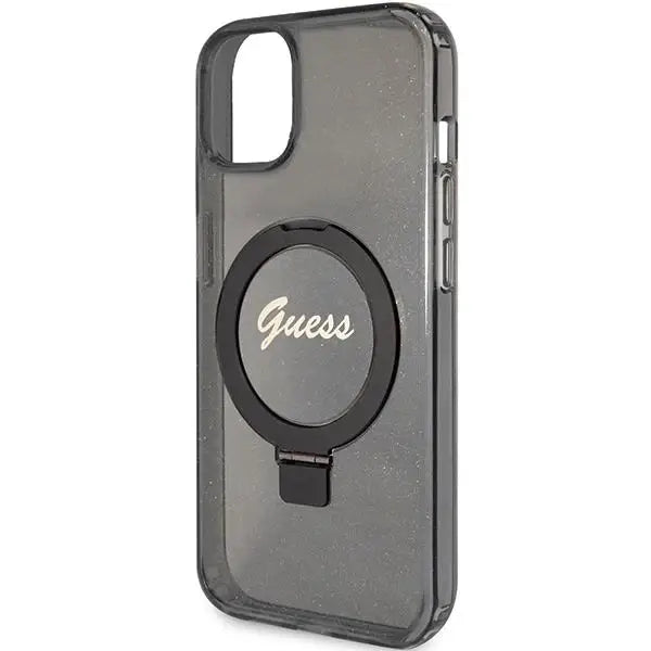 Кейс Guess Ring Stand Script Glitter MagSafe за