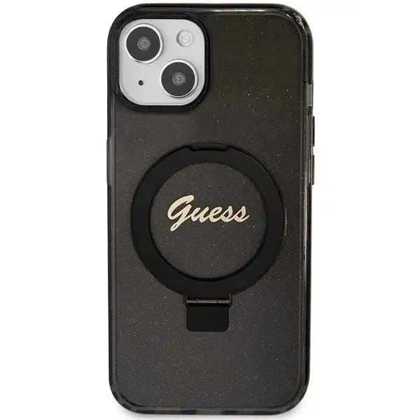 Кейс Guess Ring Stand Script Glitter MagSafe за