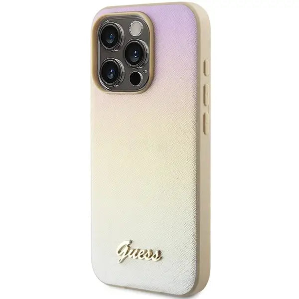 Кейс Guess Saffiano Iridescent Script за iPhone 15