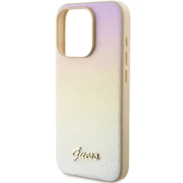 Кейс Guess Saffiano Iridescent Script за iPhone 15