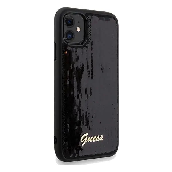 Кейс Guess Sequin Script Metal за iPhone 11 / Xr черен