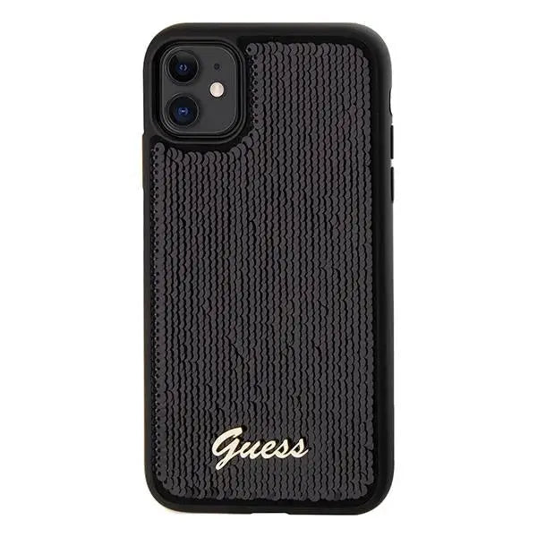 Кейс Guess Sequin Script Metal за iPhone 11 / Xr черен