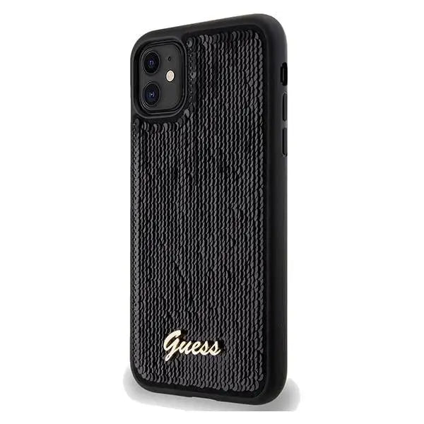 Кейс Guess Sequin Script Metal за iPhone 11 / Xr черен