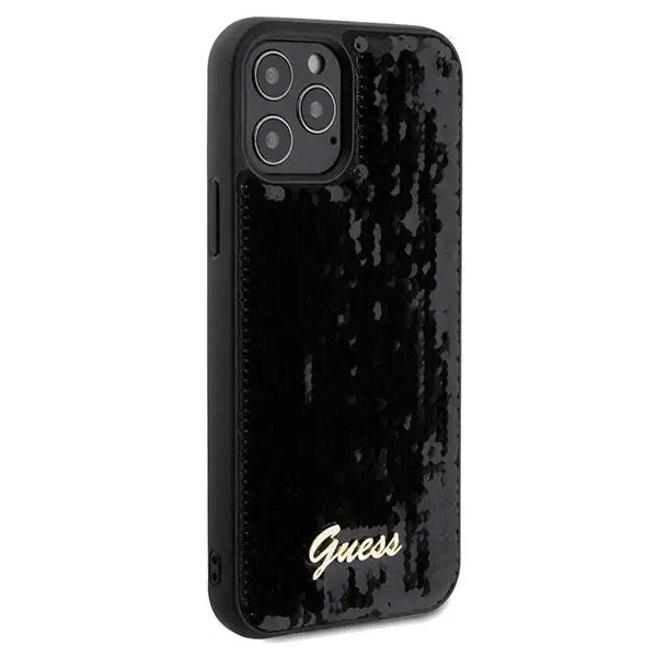 Кейс Guess Sequin Script Metal за iPhone 12/12 Pro черен