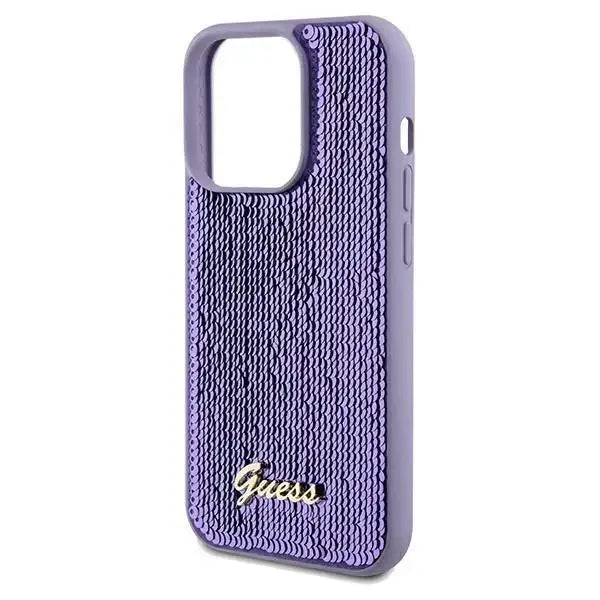 Кейс Guess Sequin Script Metal за iPhone 13 Pro / лилав