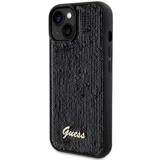 Кейс Guess Sequin Script Metal за iPhone 14 / 15 13 черен