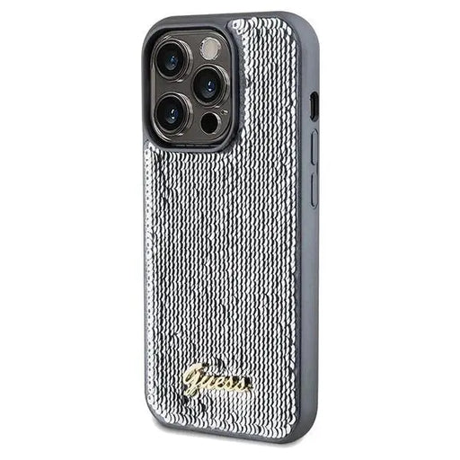 Кейс Guess Sequin Script Metal за iPhone 14 Pro Max сребрист